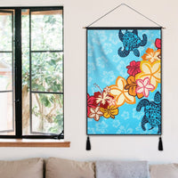 Hawaiian Ocean Turtle Plumeria And Hibiscus Polynesian Hanging Poster - AH - Polynesian Pride