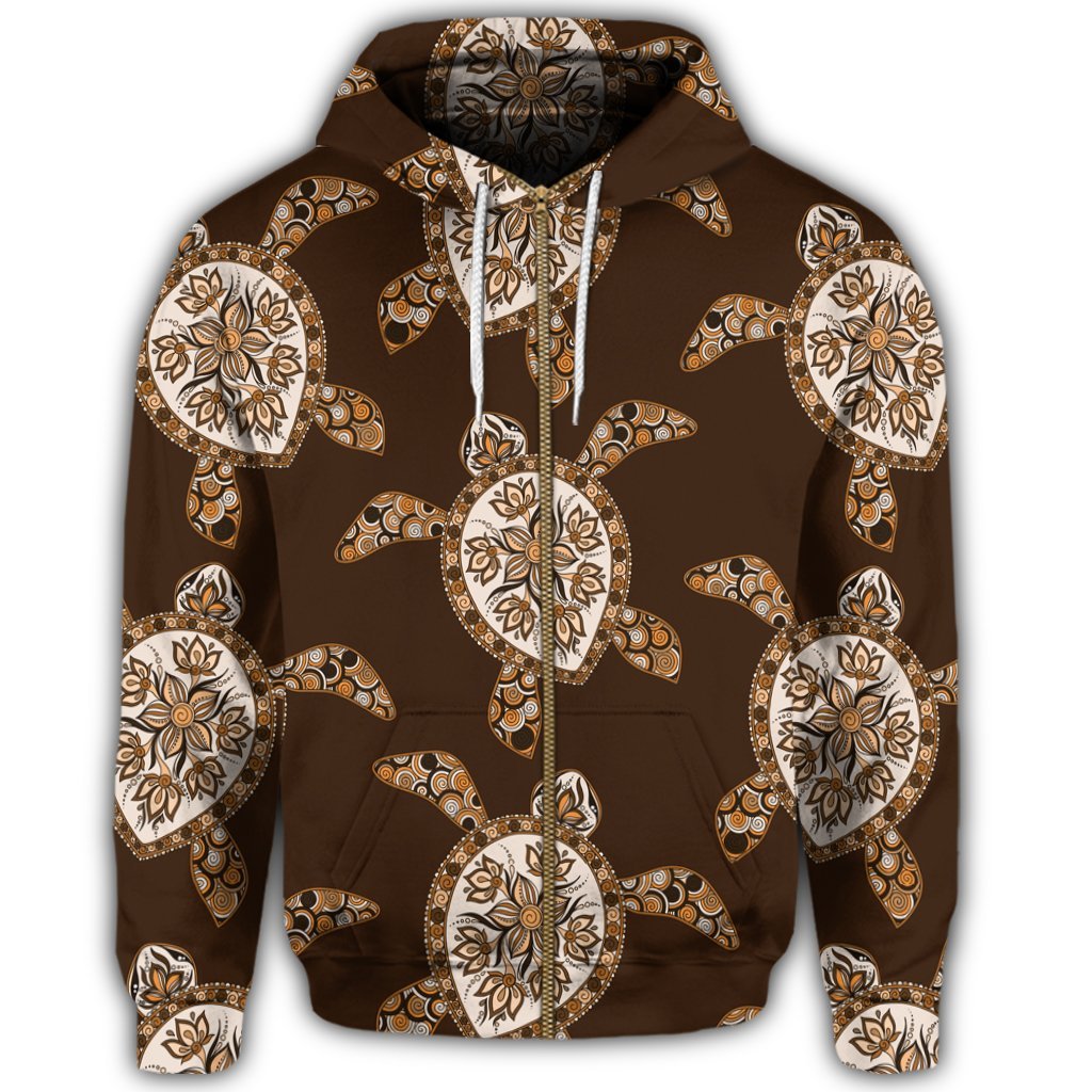 Hawaiian Old School Turtle Zip Hoodie - Polynesian Pride