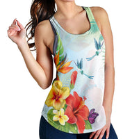 Hawaiian Orchids Strelitzia Hibiscus Plumeria Hummingbirds Polynesian Racerback Tank - AH - Polynesian Pride