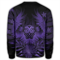 Hawaiian Owl Hibiscus Plumeria Polynesian Sweatshirt - Purple - AH - Polynesian Pride