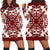 Hawaiian Palm Tree Quilt Tradition Red Hoodie Dress - AH Black - Polynesian Pride