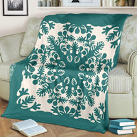 Hawaiian Palm Tree Quilt Tradition Turquoise Premium Blankets - AH - Polynesian Pride