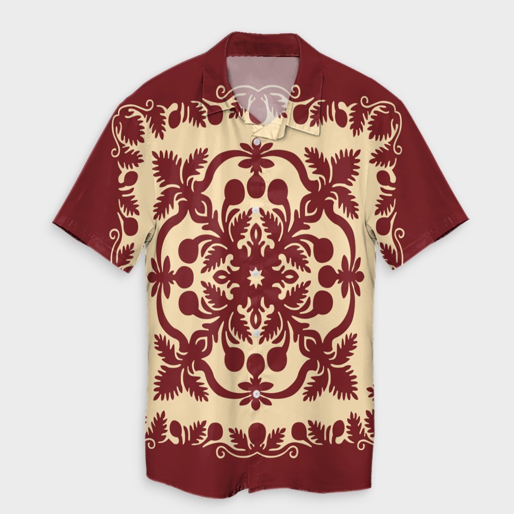 Hawaiian Palm Tree Quilt Vintage Hawaiian Shirt - AH Unisex Black - Polynesian Pride