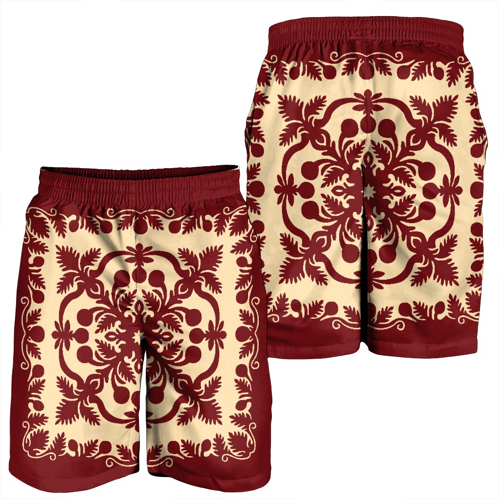Hawaiian Palm Tree Quilt Vintage Men's Shorts - AH - Polynesian Pride