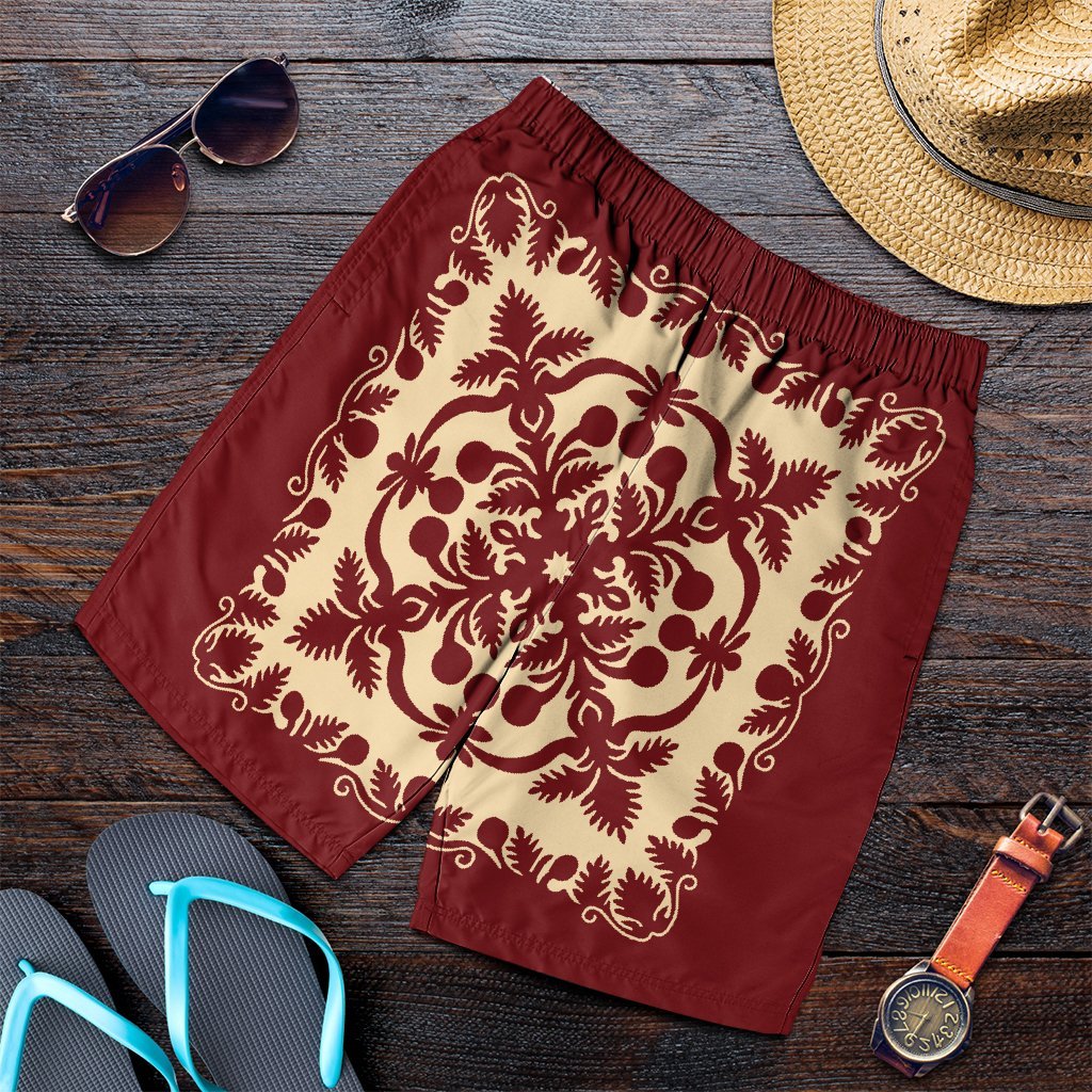 Hawaiian Palm Tree Quilt Vintage Men's Shorts - AH Art - Polynesian Pride