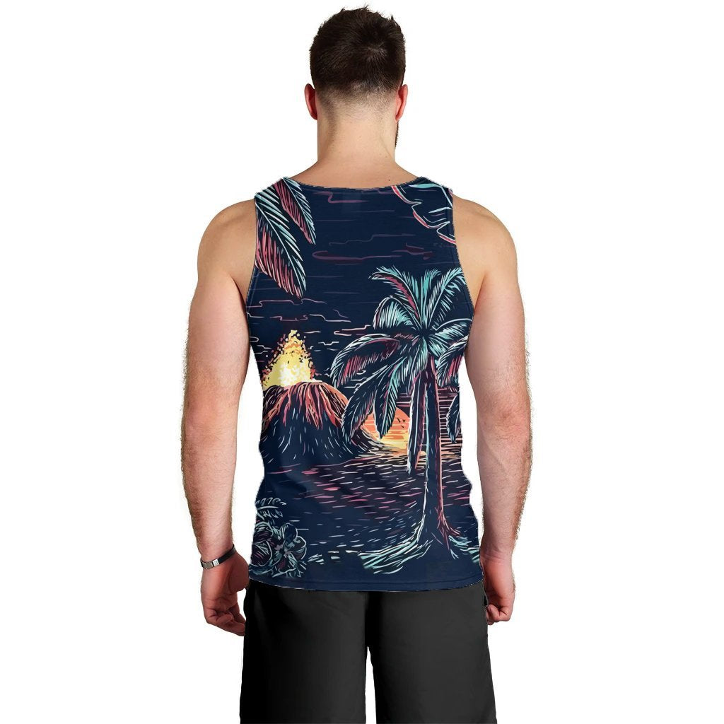 Hawaiian Palm Tree Volcano Night On The Land Tank Top - AH - Polynesian Pride