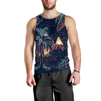 Hawaiian Palm Tree Volcano Night On The Land Tank Top - AH Black - Polynesian Pride