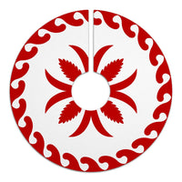 Hawaiian Pattern Flower Lovely Polynesian Tree Skirt - Red White - AH - Polynesian Pride