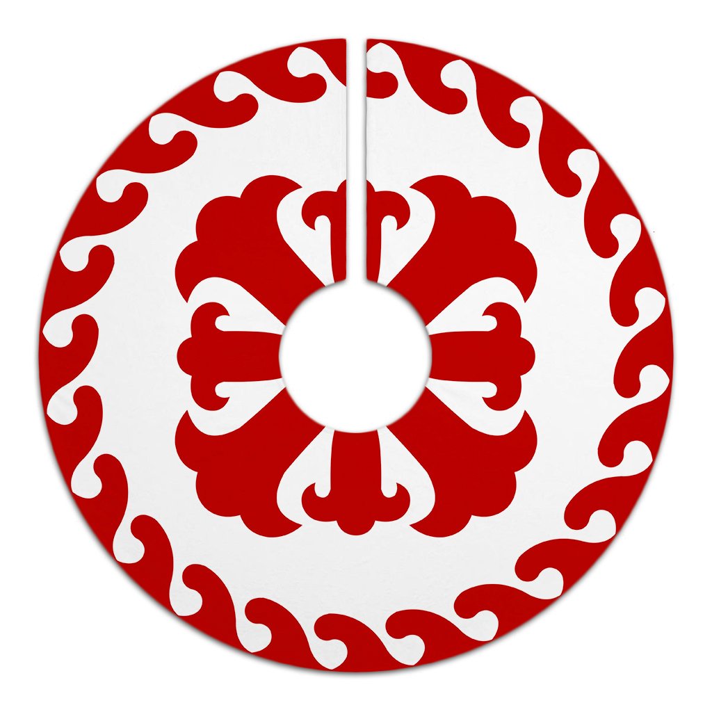 Hawaiian Pattern Lily Polynesian Tree Skirt - Red White - AH - Polynesian Pride