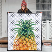 Hawaiian Pineapple Polka Dots Background Polynesian Premium Quilts - AH - Polynesian Pride