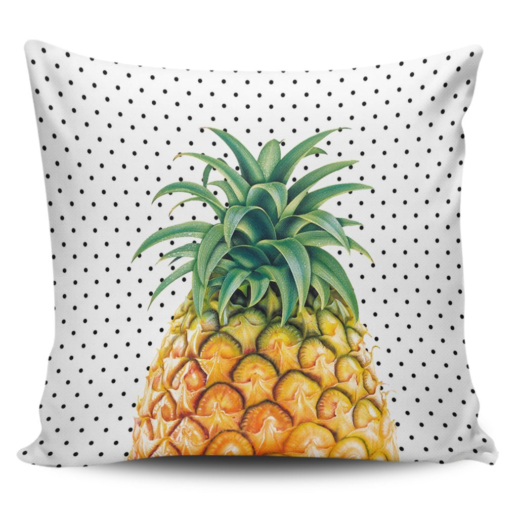 Hawaiian Pineapple Polka Dots Background Polynesian Pillow Covers - AH Pillow Covers Black - Polynesian Pride