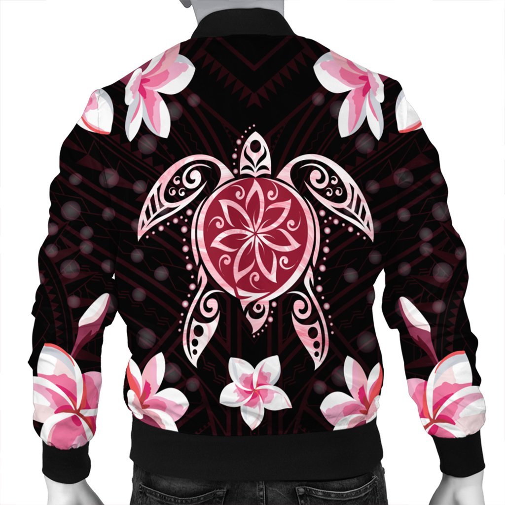 Hawaiian Pinky Turtle Plumeria Bomber Jacket AH - Polynesian Pride