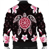 Hawaiian Pinky Turtle Plumeria Bomber Jacket AH - Polynesian Pride