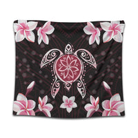 Hawaiian Pinky Turtle Plumeria Tapestry AH Wall Tapestry Black - Polynesian Pride