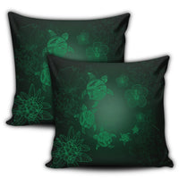 Hawaiian Plumeria Hibiscus Turtle Under Sea Polynesian Pillow Covers Green AH - Polynesian Pride