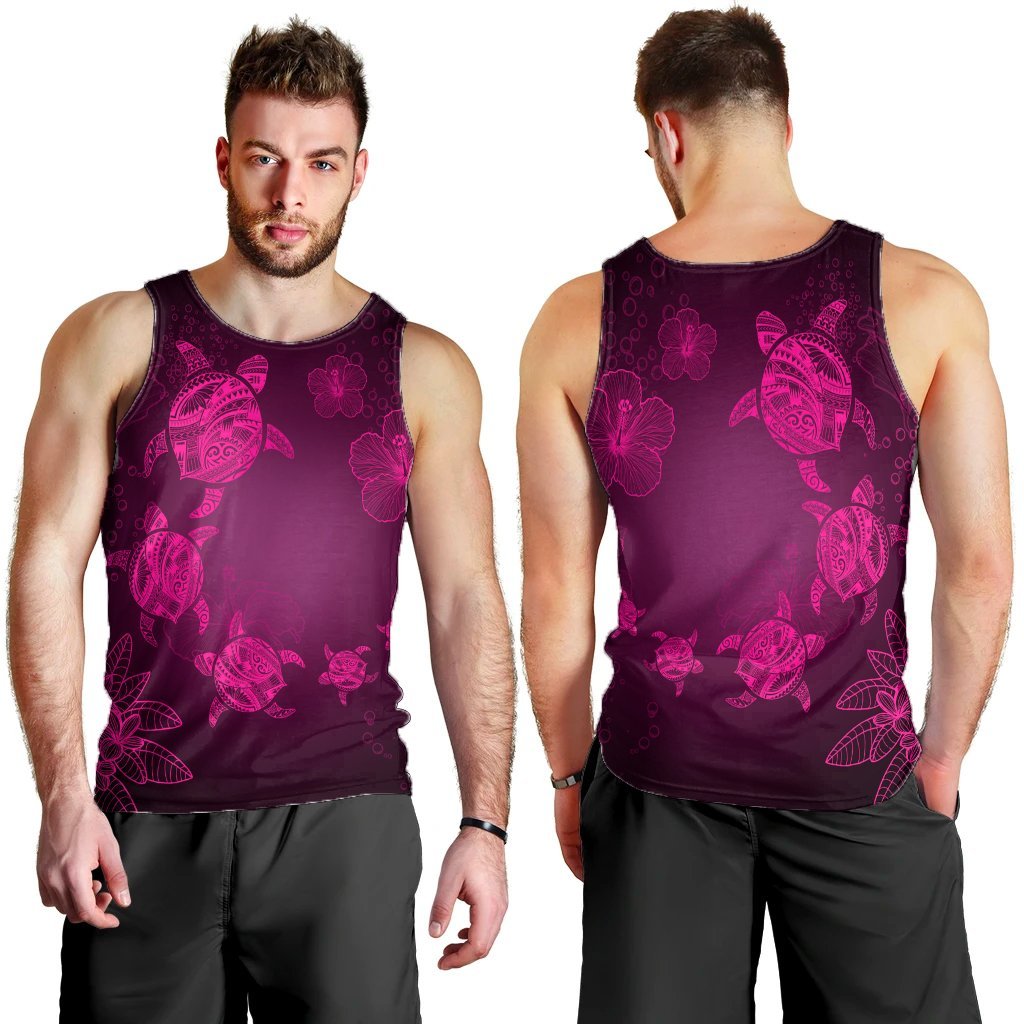 Hawaiian Plumeria Hibiscus Turtle Under Sea Polynesian Tank Top Pink AH - Polynesian Pride