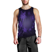 Hawaiian Plumeria Hibiscus Turtle Under Sea Polynesian Tank Top Purple AH Black - Polynesian Pride
