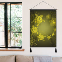 Hawaiian Plumeria Hibiscus Turtle Under Sea Polynesian Hanging Poster Yellow AH - Polynesian Pride