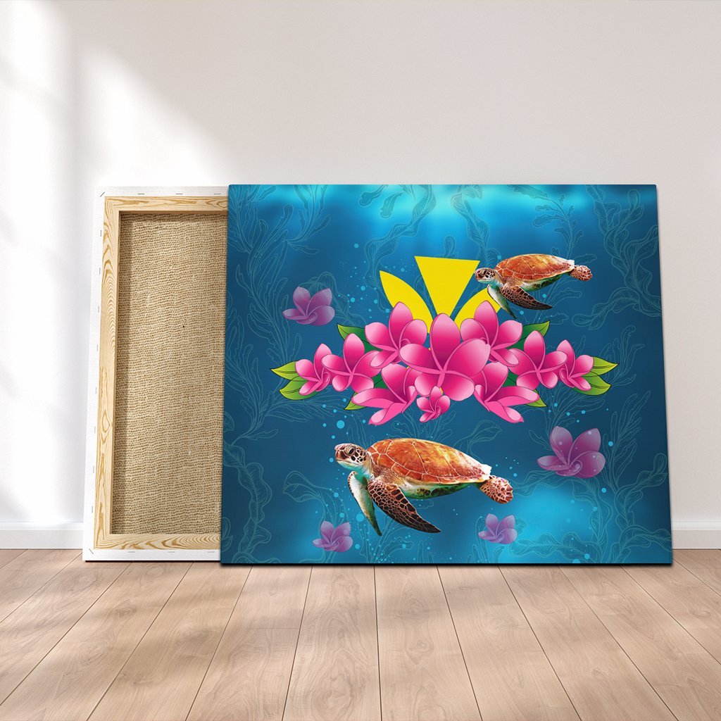 Hawaiian Plumeria Kanaka Turtle Sea Polynesian Canvas - AH Canvas Poly-cotton - Polynesian Pride