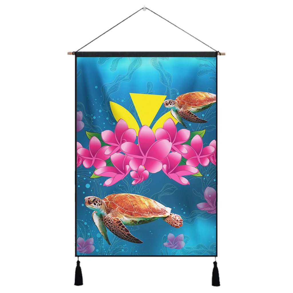 Hawaiian Plumeria Kanaka Turtle Sea Polynesian Hanging Poster - AH Hanging Poster Cotton And Linen - Polynesian Pride