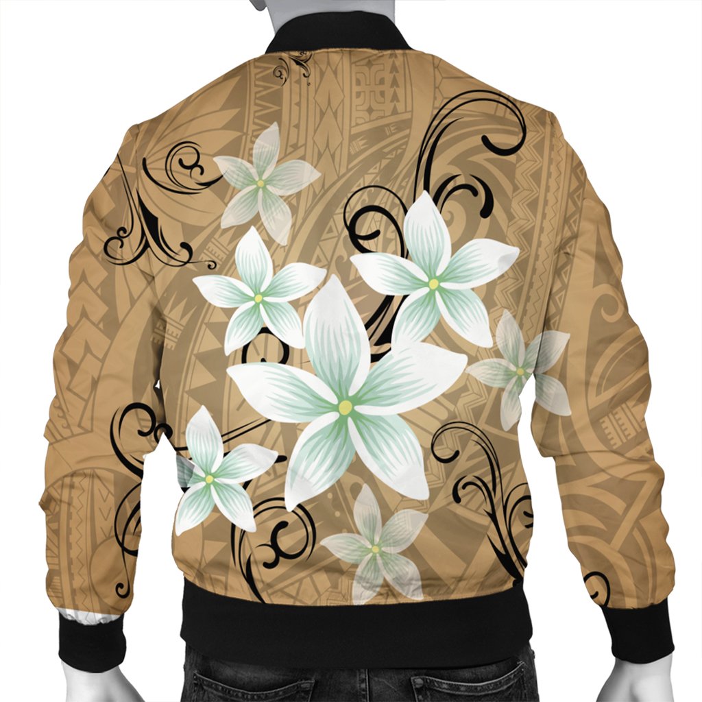 Hawaiian Plumeria Polynesian Bomber Jacket - Gold - AH - Polynesian Pride