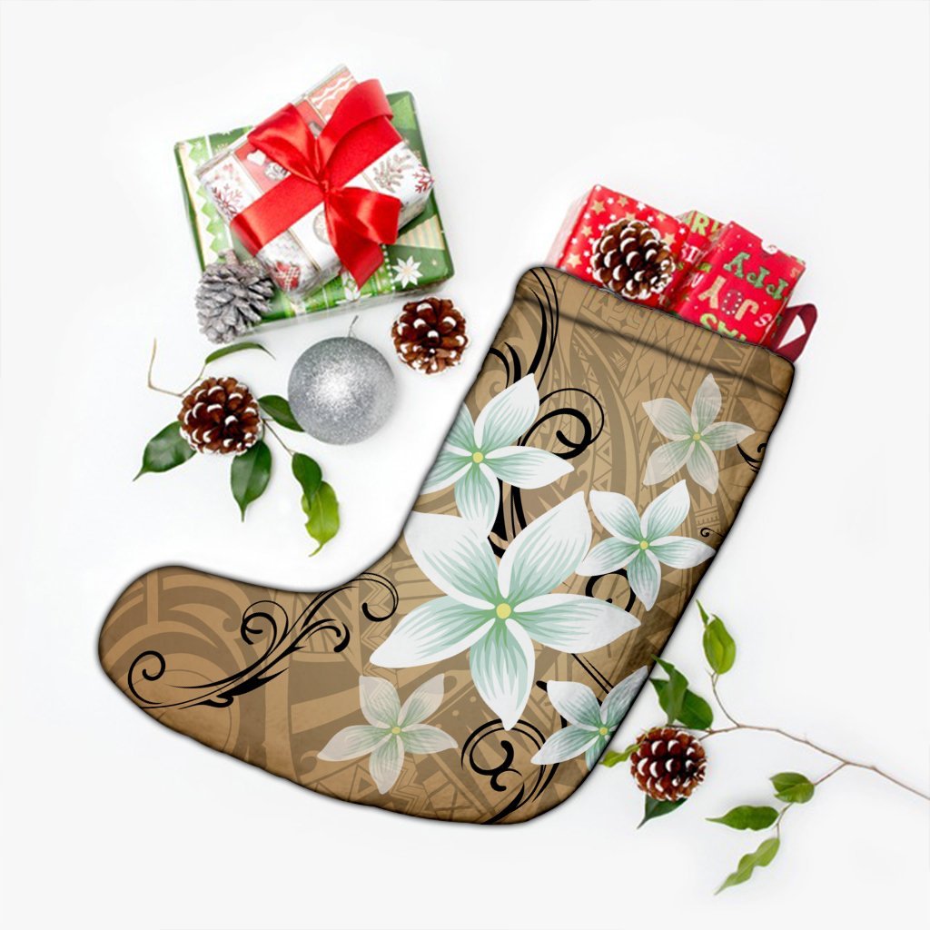 Hawaiian Plumeria Polynesian Christmas Stocking - Gold - AH - Polynesian Pride
