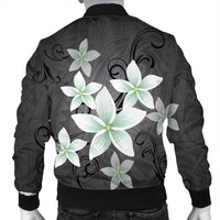 Hawaiian Plumeria Polynesian Bomber Jacket - Gray - AH - Polynesian Pride