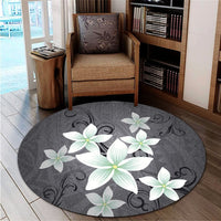 Hawaiian Plumeria Polynesian Round Carpet - Gray - AH - Polynesian Pride