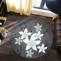 Hawaiian Plumeria Polynesian Round Carpet - Gray - AH - Polynesian Pride