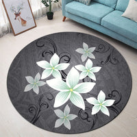 Hawaiian Plumeria Polynesian Round Carpet - Gray - AH - Polynesian Pride