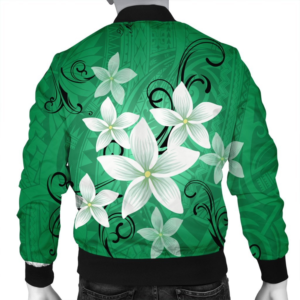 Hawaiian Plumeria Polynesian Bomber Jacket - Green - AH - Polynesian Pride