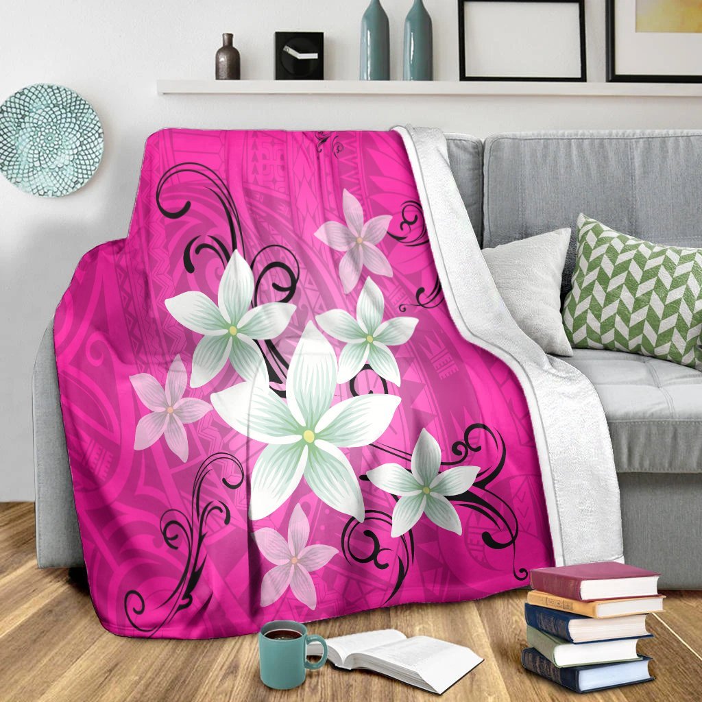 Hawaiian Plumeria Polynesian Premium Blankets - Pink - AH - Polynesian Pride