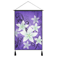 Hawaiian Plumeria Polynesian Hanging Poster - Purple - AH Hanging Poster Cotton And Linen - Polynesian Pride
