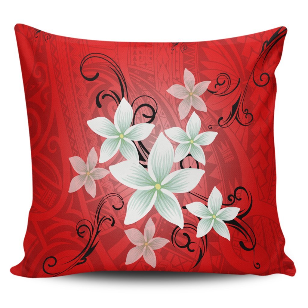 Hawaiian Plumeria Polynesian Pillow Covers - Red - AH Pillow Covers Black - Polynesian Pride