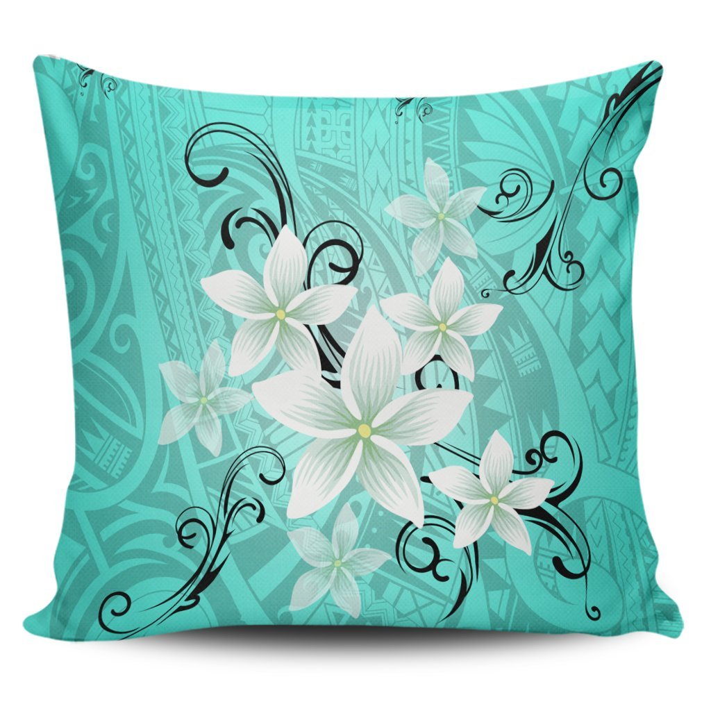 Hawaiian Plumeria Polynesian Pillow Covers - Turquoise - AH Pillow Covers Black - Polynesian Pride