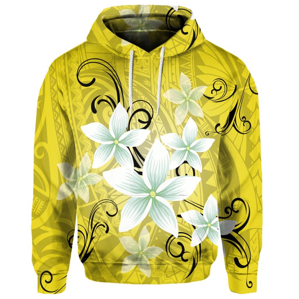 Custom Hawaiian Plumeria Polynesian Hoodie Yellow - Polynesian Pride
