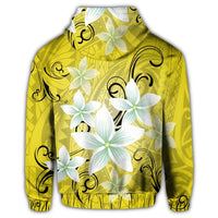 Hawaiian Plumeria Polynesian Zip Hoodie Yellow - Polynesian Pride