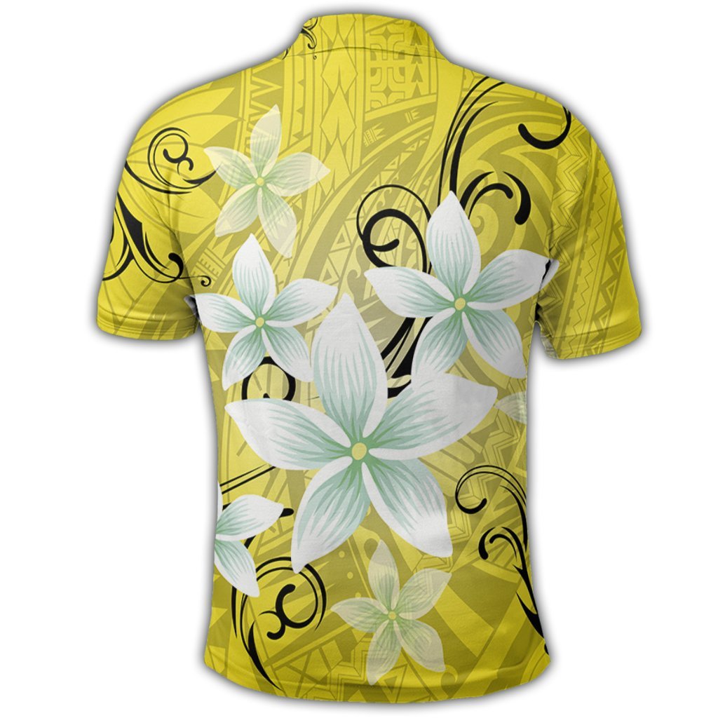 Hawaiian Plumeria Polynesian Polo Shirt Yellow - Polynesian Pride