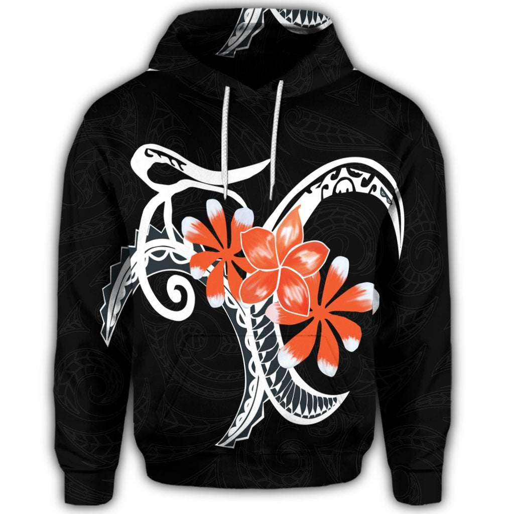 Hawaiian Plumeria Polynesian Orange Hoodie - Polynesian Pride