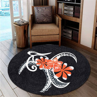 Hawaiian Plumeria Polynesian Orange Round Carpet - AH - Polynesian Pride