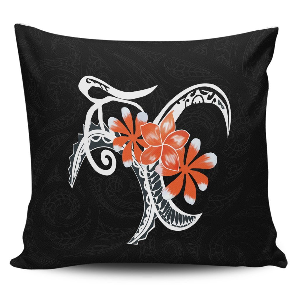 Hawaiian Plumeria Polynesian Orange Pillow Covers - AH Pillow Covers Black - Polynesian Pride