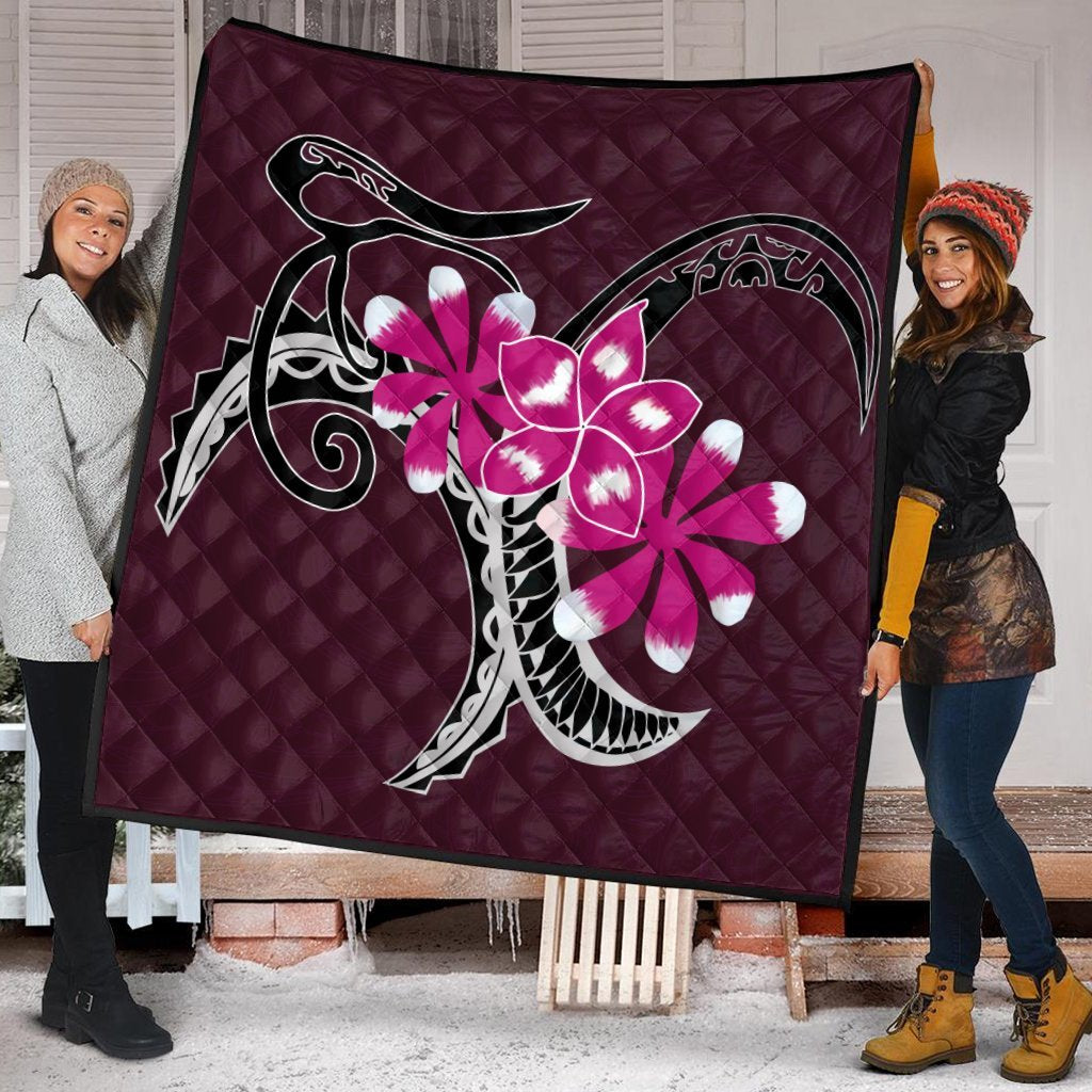 Hawaiian Plumeria Polynesian Pink Premium Quilts - AH - Polynesian Pride