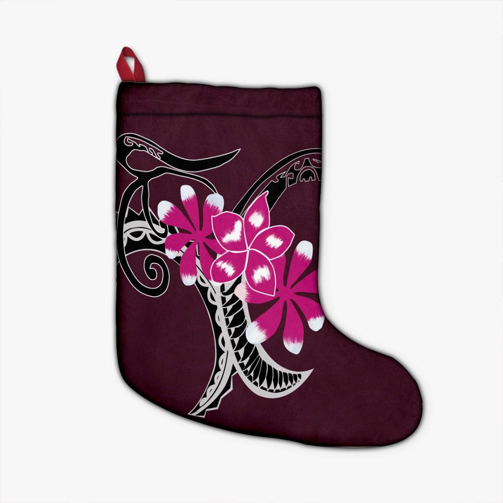 Hawaiian Plumeria Polynesian Pink Christmas Stocking - AH Christmas Stocking 26 X 42 cm Black - Polynesian Pride