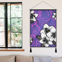 Hawaiian Plumeria Tribal Pink Polynesian Hanging Poster Blue AH - Polynesian Pride