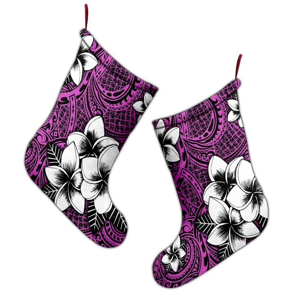 Hawaiian Plumeria Tribal Polynesian Christmas Stocking Pink AH - Polynesian Pride