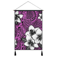 Hawaiian Plumeria Tribal Polynesian Hanging Poster Pink AH Hanging Poster Cotton And Linen - Polynesian Pride