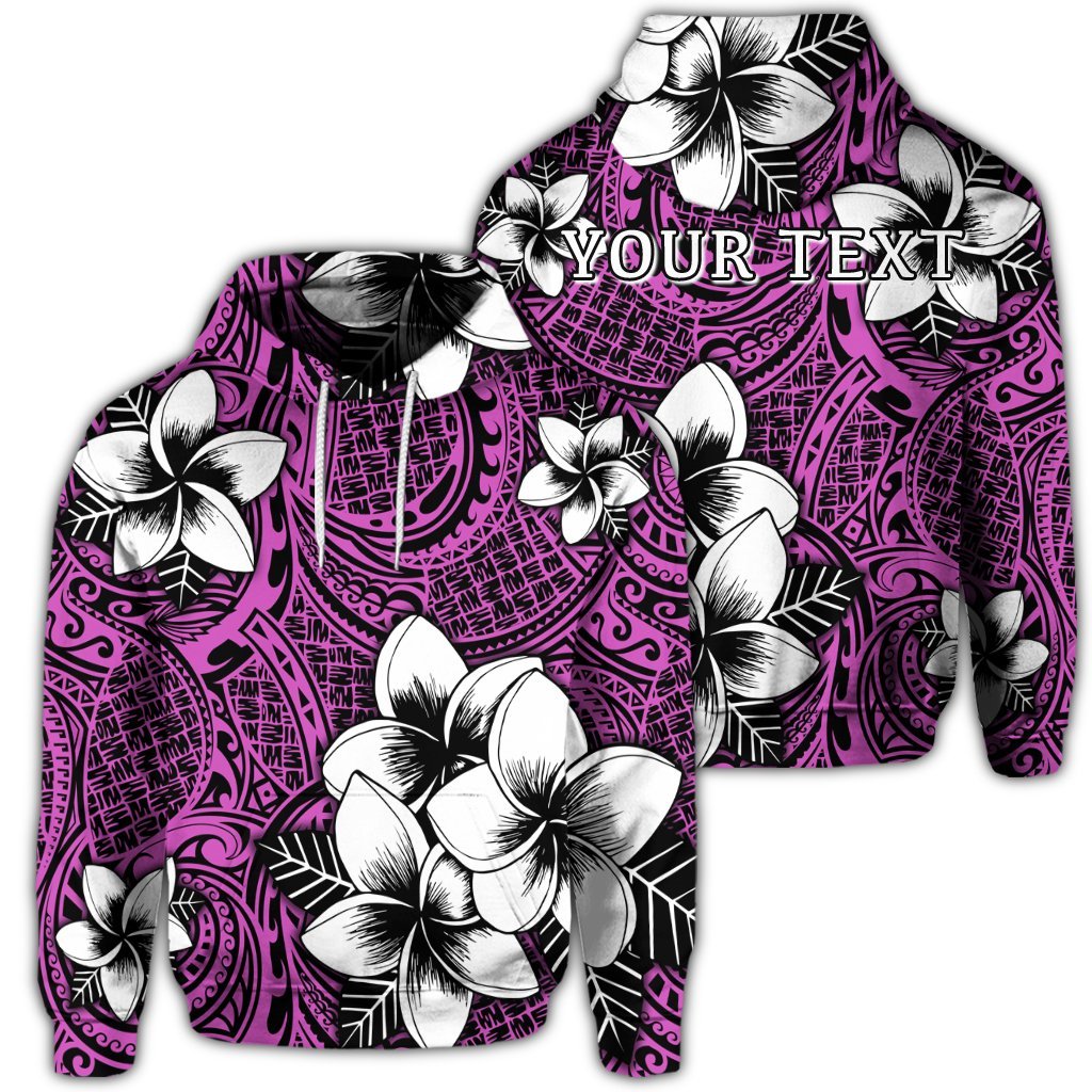 Custom Hawaiian Plumeria Tribal Polynesian Hoodie Pink Unisex Art - Polynesian Pride