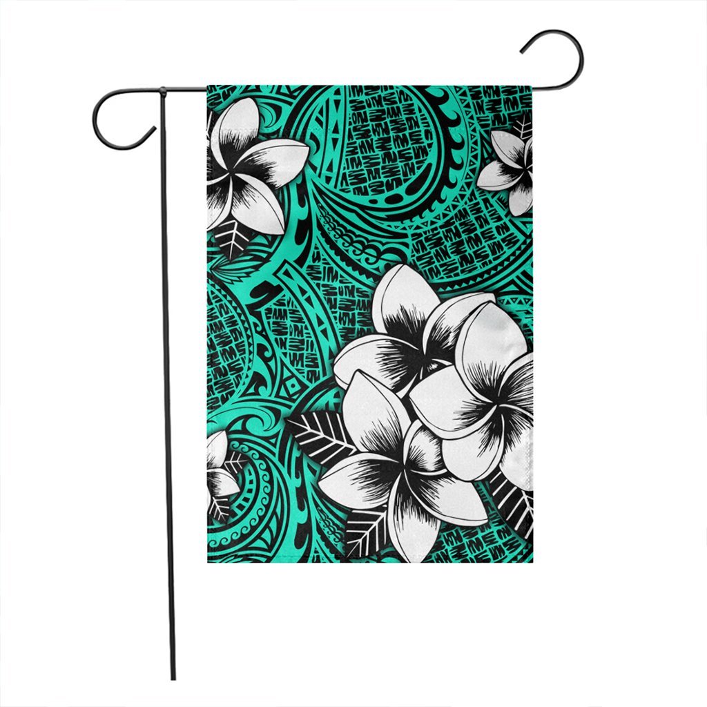 Hawaiian Plumeria Tribe Turquoise Polynesian Flag AH - Polynesian Pride