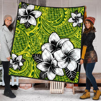 Hawaiian Plumeria Tribe Yellow Green Polynesian Premium Quilts AH - Polynesian Pride