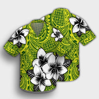 Hawaiian Plumeria Tribe Yellow Green Polynesian Hawaiian Shirt AH - Polynesian Pride